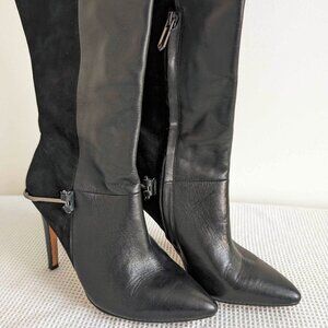 EUC Black Sam Edelman Leather and Suede Heeled Boots